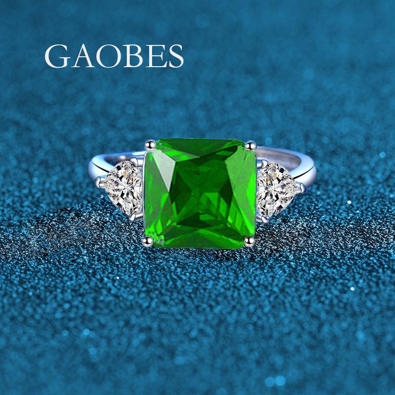 Trendy S925 Sterling Silver Ring with Green, Red & Blue 4 Carat Nano Stones Adjustable