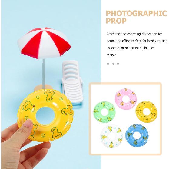 Gadpiparty 5Pcs Mini Swim Rings for Dollhouse - Inflatable Pool Float for Kids Dolls - Baby Pool Toys