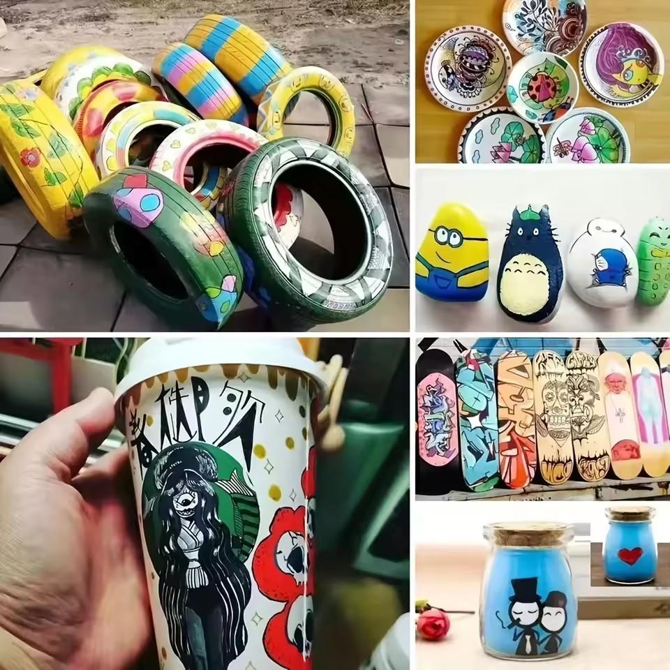Mobidea Waterproof Car Tire/Wheel Permanent Paint Marker - Multi-Color Oily Pen for Rubber Tyre Tread & Auto Rim Marking