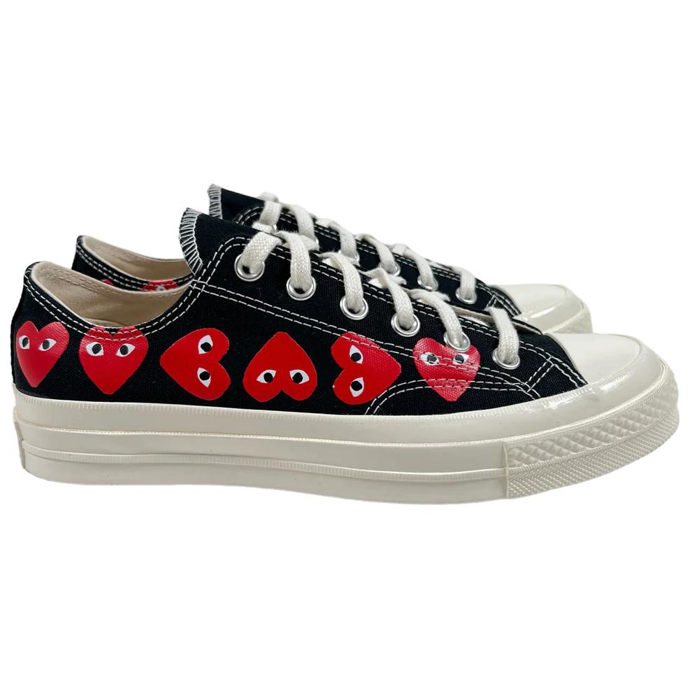 Converse Comme des Garçons PLAY x Chuck 70 Low Multi Cuore - Sneakers Unisex Nere Rosso Ad Alto Rischio Egret A08149C