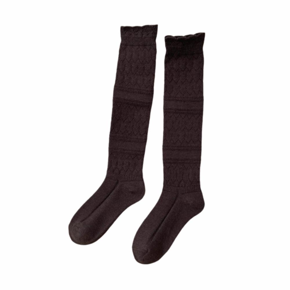 

Solid Color Autumn Knitted Socks Elastic Comfortable Women s Long Socks Thicken Breathable Girl s Stacked Socks Autumn/Winter One Size кофейный