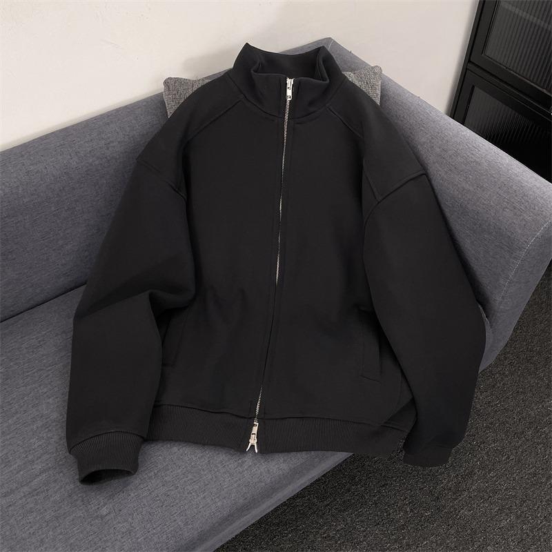 Унисекс ретро японская толстовка с воротником-стойкой: Тяжелый, Свободный и Универсальный Кардиган-Жакет Medium