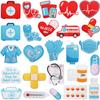 Red, Blue And White Medical Rescue Team Embroidery Cloth Sticker, Clothes Dress Up Cartoon Stethoscope Patch Sticker, Medicine Cabinet Chapter Sticker
