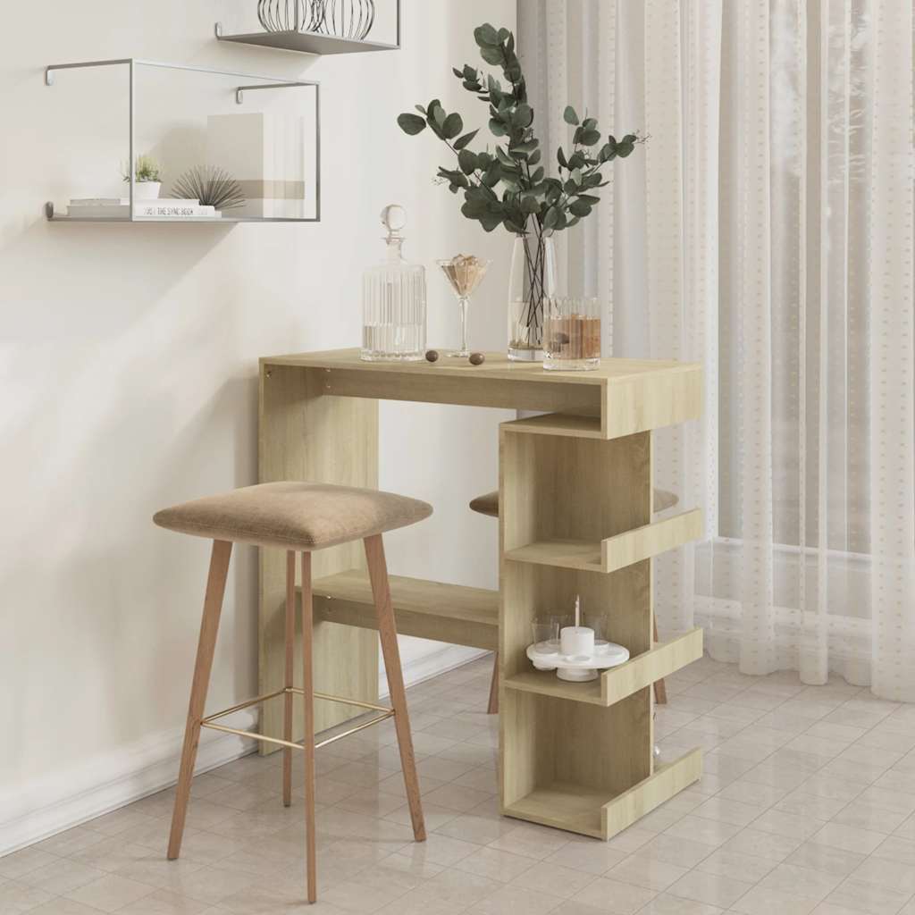 Bar Table with Shelf Sonoma Oak Finish 100 x 50 x 101.5 cm Particleboard