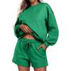 Women's Fashion Sportswear Casual Long-Sleeved Pullover Sweatshirt Drawstring Shorts Set