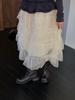 2026 Women's Grey Layered Mesh Cake Skirt with Elastic Waist - Korean Style