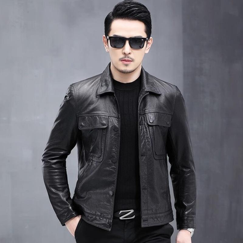 Leather Leather Jacket Men's Casual Large Size Men's Cowhide Top Leather Motorcycle Jacket