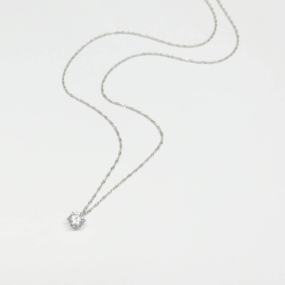 and My Jewelry Platinum Necklace with a Single CZ Stone and Diamond 4012 [Your Box] 0.7ct (April Birthstone) (Gift Wrapped) (Necklace Only)