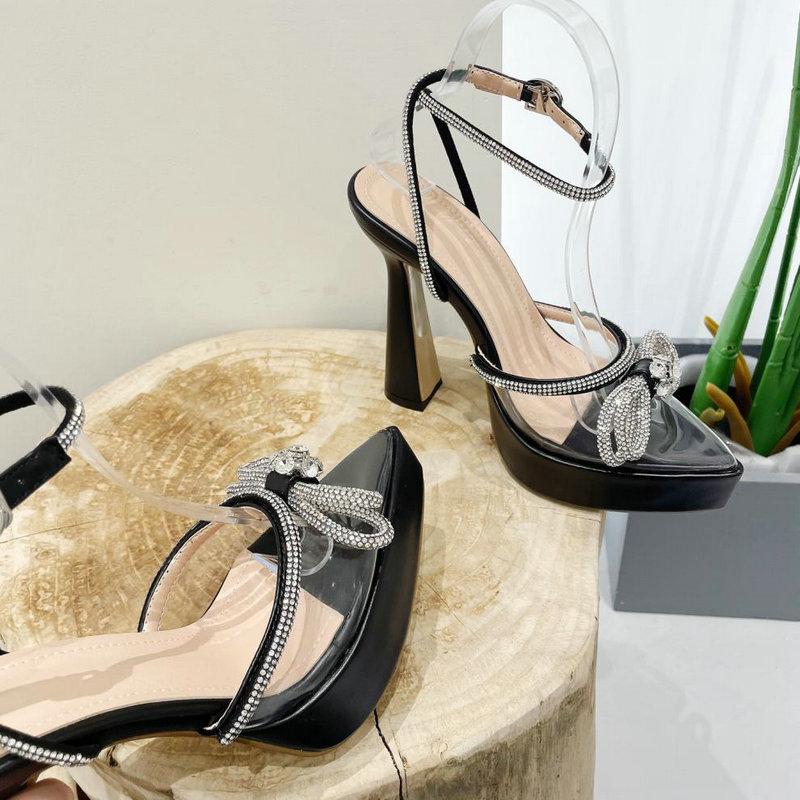 Mode 2025 Sommer Neu Grober Absatz Spitz 12cm High Heels Schleife Strass Wasserdichte Plateau
