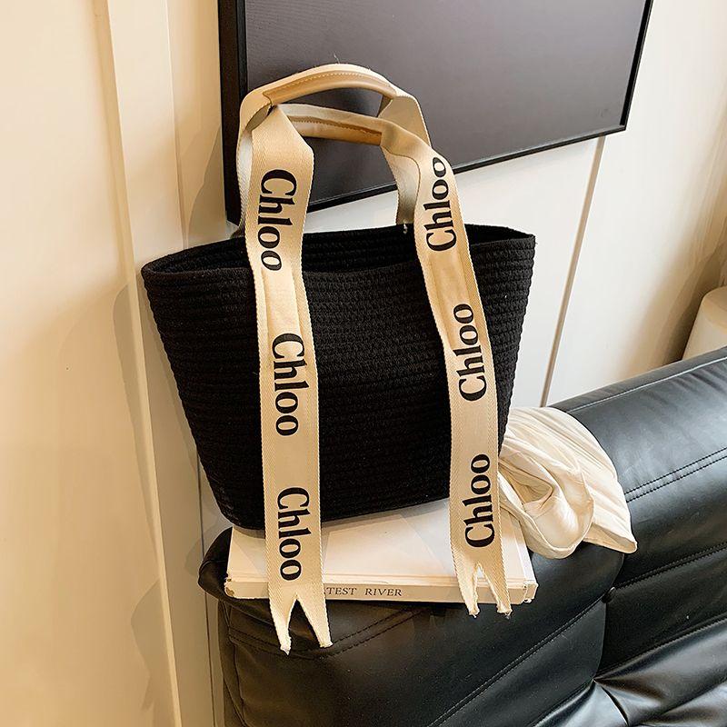 

Women s Bag Xiaohongshu Same Style Work Clothing Straw Woven Bag Black