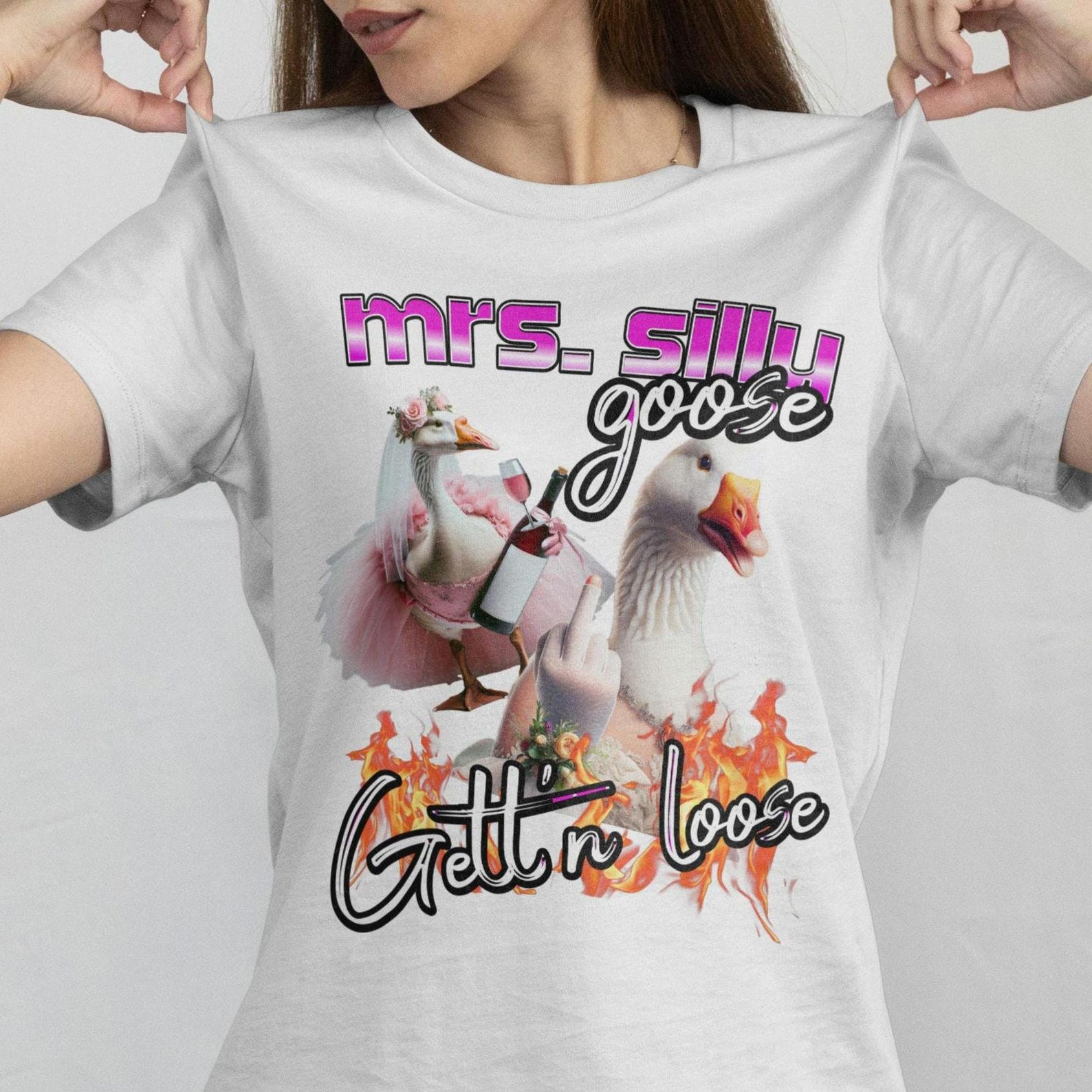 Mrs. Silly Goose Bride T-Shirt: Funny Bachelorette Tee 2XL