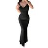 European and American suppliers women's dress summer black sexy backless V-neck waist temperament long fishtail skirt
