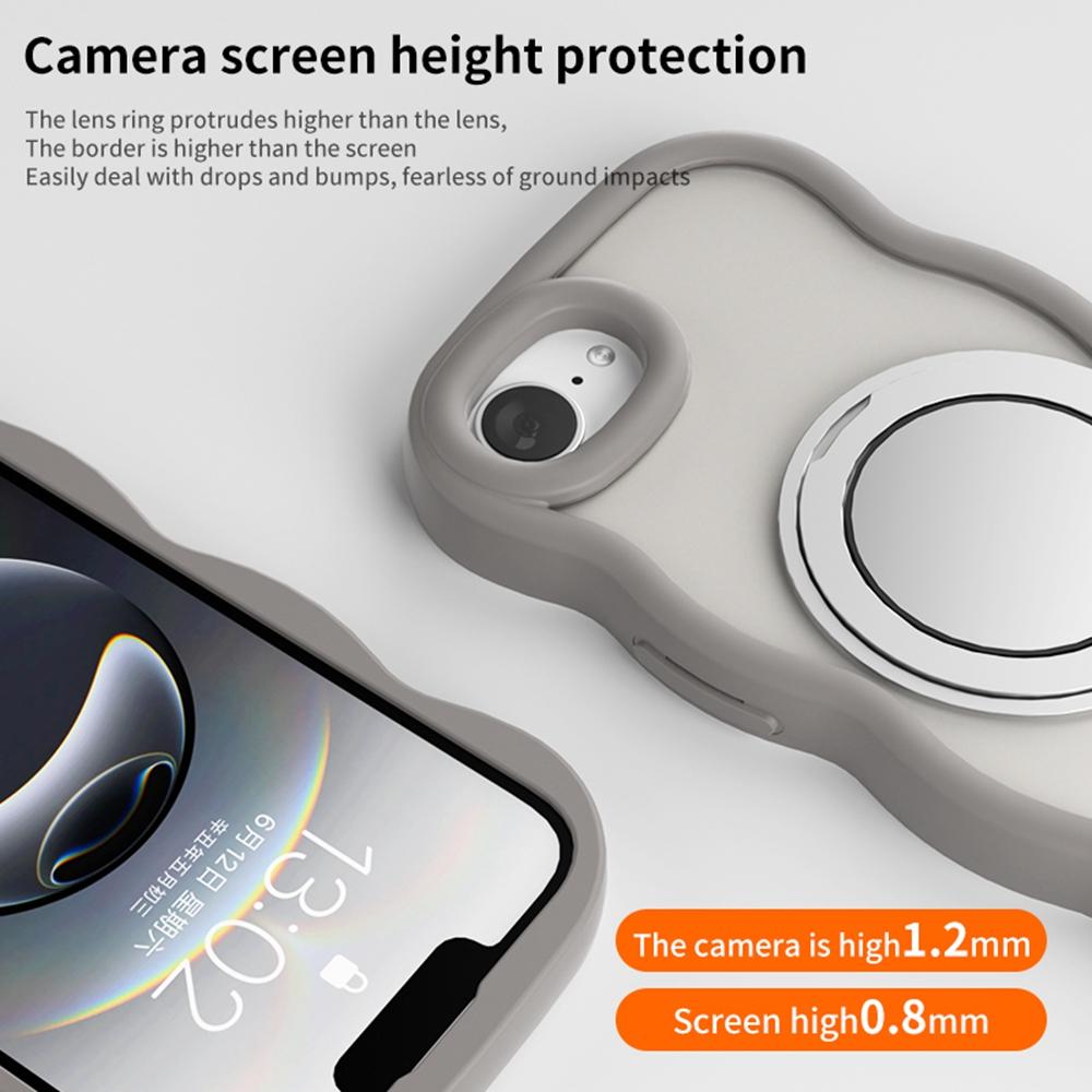 For iPhone 16e Case Magnetic Case Wave Edge TPU+Acrylic Phone Cover with Mirror Kickstand