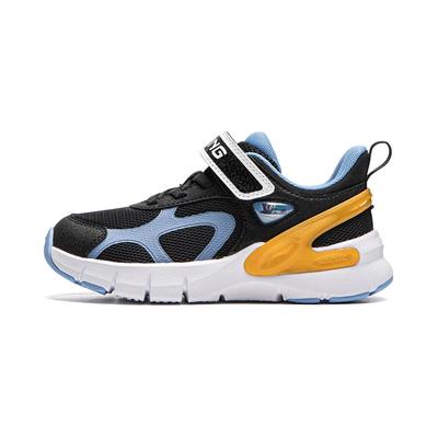Li Ning Kids Sports Lifestyle Series Soft Comfortable Resilient Breathable Low-Top Casual Shoes Kids Casual Shoes Black Blue YKNU062-1