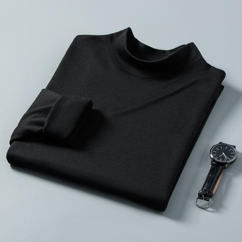 Unisex White Long-Sleeve Thermal Top - Korean Style Half Turtleneck for Autumn/Winter