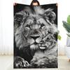 Luxurious Lion Print Flannel Throw Blanket Heavyweight   Golden Lion Design,Soft Durable Anti-Pill All-Season Couch Be