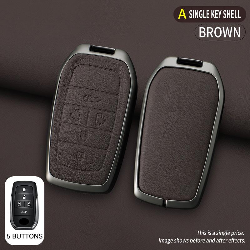 

Retro Leather Zinc Alloy For Toyota Sienna 2 3 4 5 6 Button Smart Remote Car Key Case Cover Fob Keychain Ring Accessories