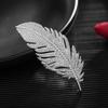 Elegant Zircon Feather Brooch for Women's Cheongsam Suit or Shawl