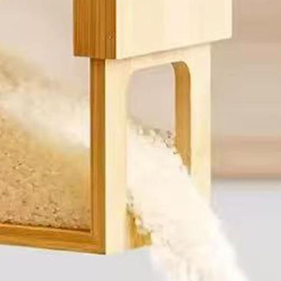 Bambusový dávkovač cereálií s průhledným okénkem, dávkovač potravin s posuvným víkem, nádoba na suché potraviny pro rýži, mouku, těstoviny, snacky, organizace spíže a pracovní desky