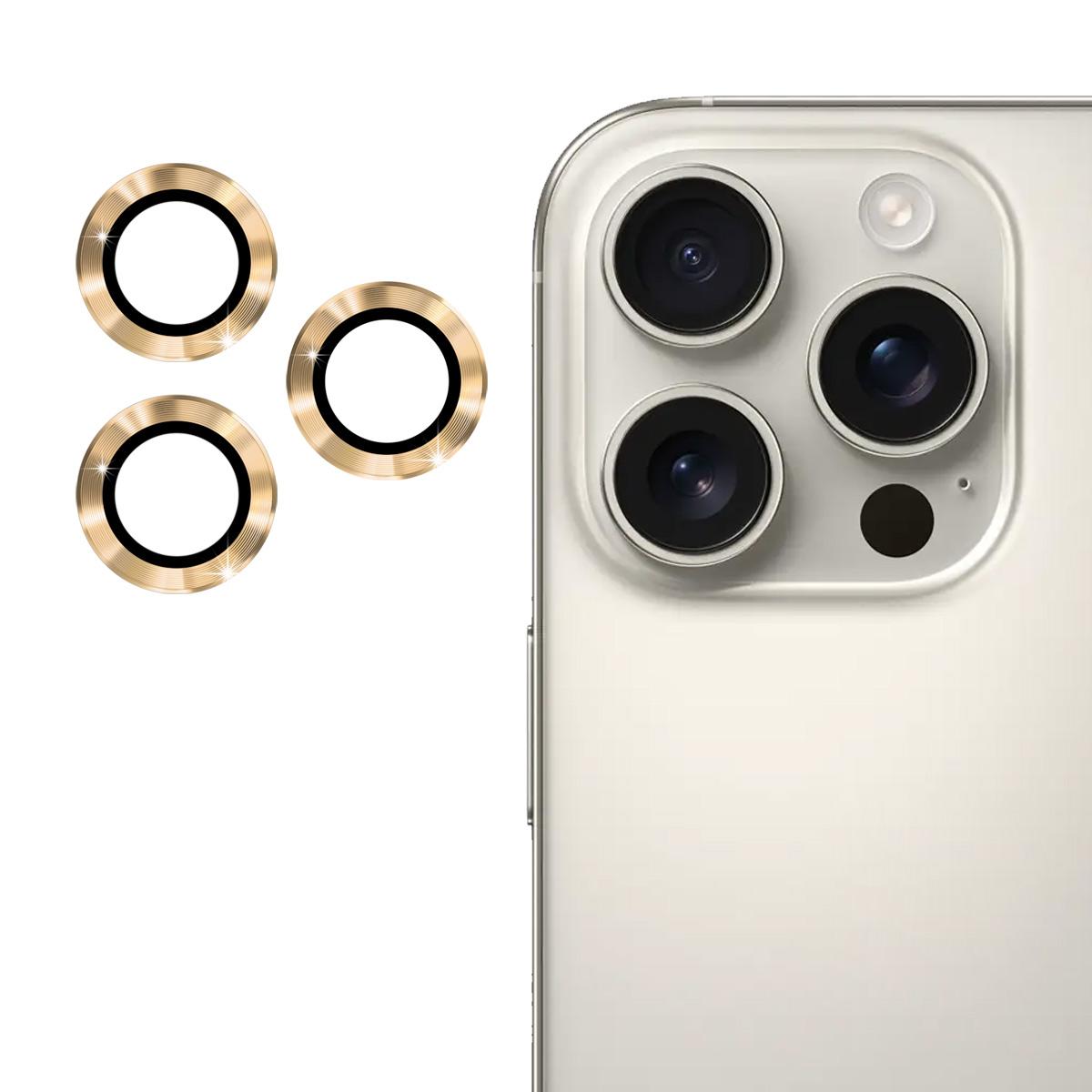 

ENKAY HAT PRINCE 1Set For iPhone 16 Pro/16 Pro Max Camera Lens Protector Metal Individual Ring Lens Film Gold