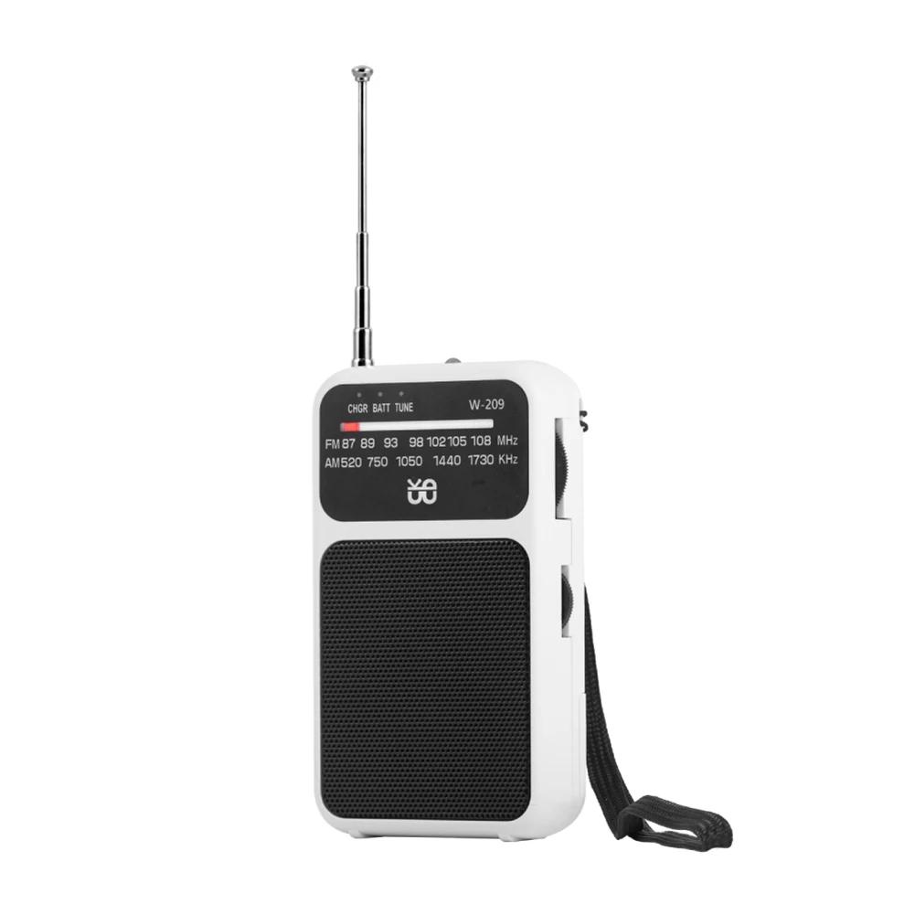 

Portable Pocket AM FM Radio Built-in Speaker 2 Band Stereo Radio Battery Operated Telescopic Antenna Radio Flashlight for Senior білий