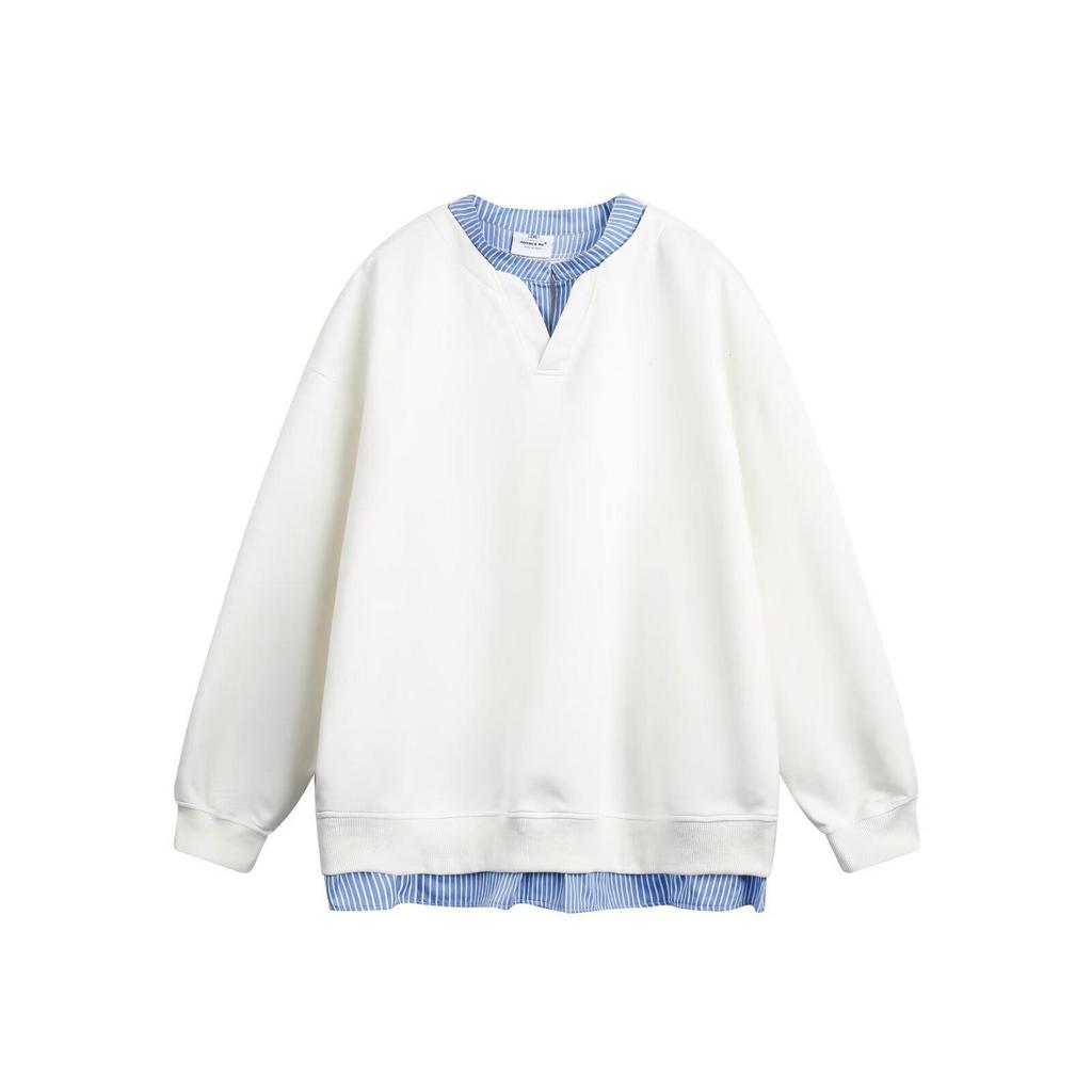 Unisex Schwarzer Faux Two-Piece Langarm-Hoodie - Frühling/Herbst 2025 Lockerer Casual Pullover