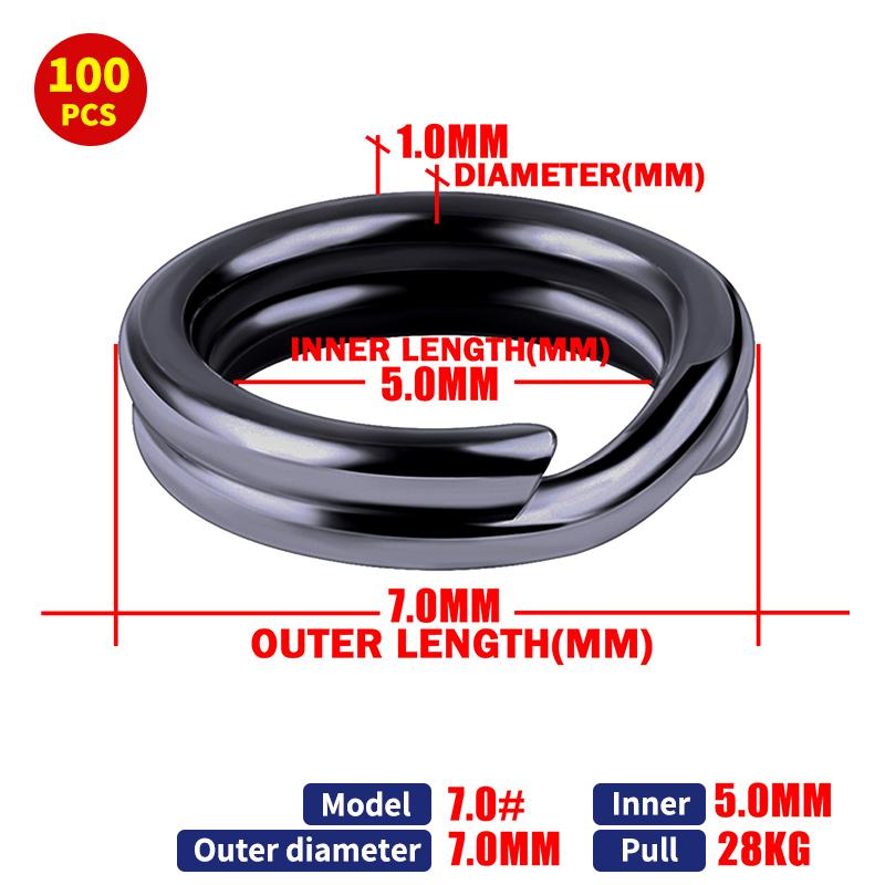 100Pcs Fishing Split Rings Stainless Steel 3.5-12Mm High Quality Strengthen Double Circle Round Snap Pesca Accessories
