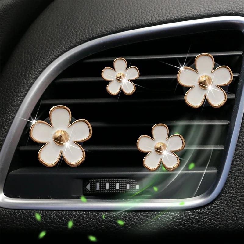 4PCs Flower Car Outlet Vent Perfume Clips Air Freshener Diffuser Conditioning Aromatherapy Perfume Clip Car Interior Decoration