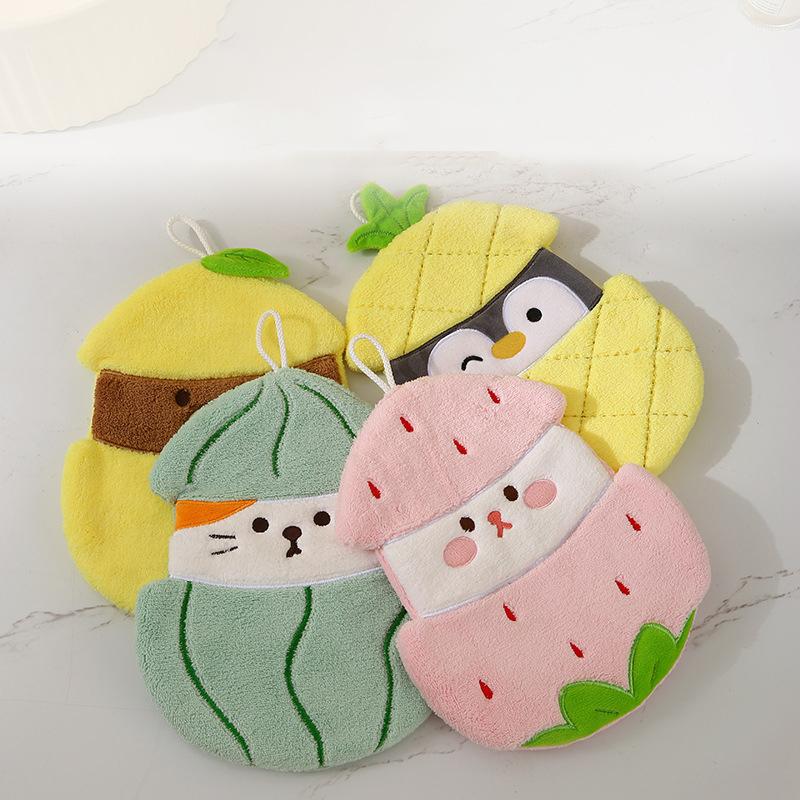 Cartoon Fruit Animal Hand Towel Hanging Coral Fleece Small Towel Children'S Hand Towel Soft And Absorbent