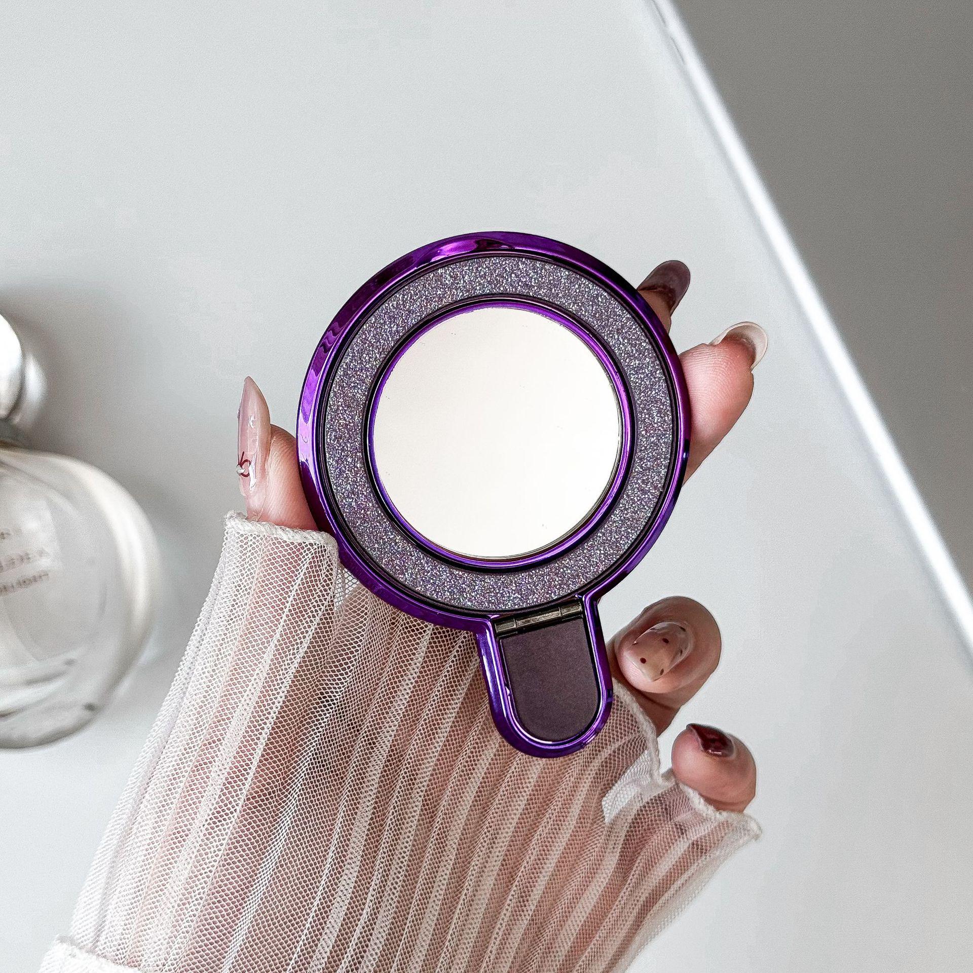 

Foldable Ring Phone Holder with Makeup Powder Compartment Sticker Type фиолетовый