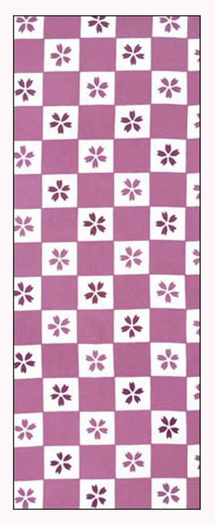 Tenugui Hand Made in Cherry Blossom Checkered Pattern Niwa-zome Towel, Chu-sen (Dyed), 100% Cotton, Japan,