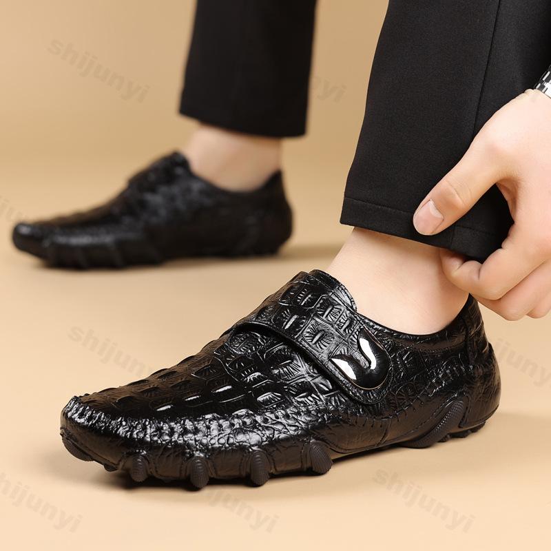 Fashion Men's Shoes Genuine Leather Luxury Crocodile Pattern Business Casual Shoes Men Loafers Mocassins High-quality Men's Dress Shoes
