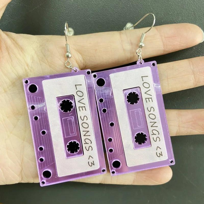 Fashion Brand Acrylic Tape Dangle Earrings for Women Zinc Alloy Pendientes Long Drop Earring Girls Party Jewelry Accessories