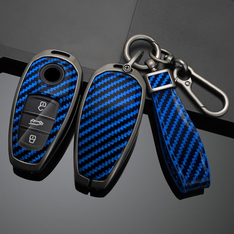 Metal Carbon Grain Car Key Case Cover For Vw Touareg L2032 Keyless Entry Smart Car Styling Protector Interior Accessories