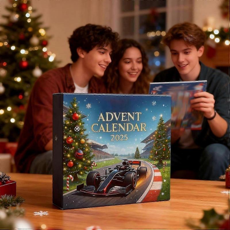 Racing 2025 Christmas Advent Calendar - 24 Days Christmas Countdown Calendar, 2D Racing Team Ornaments & Collectibles, Holiday Surprise Gifts for Raci