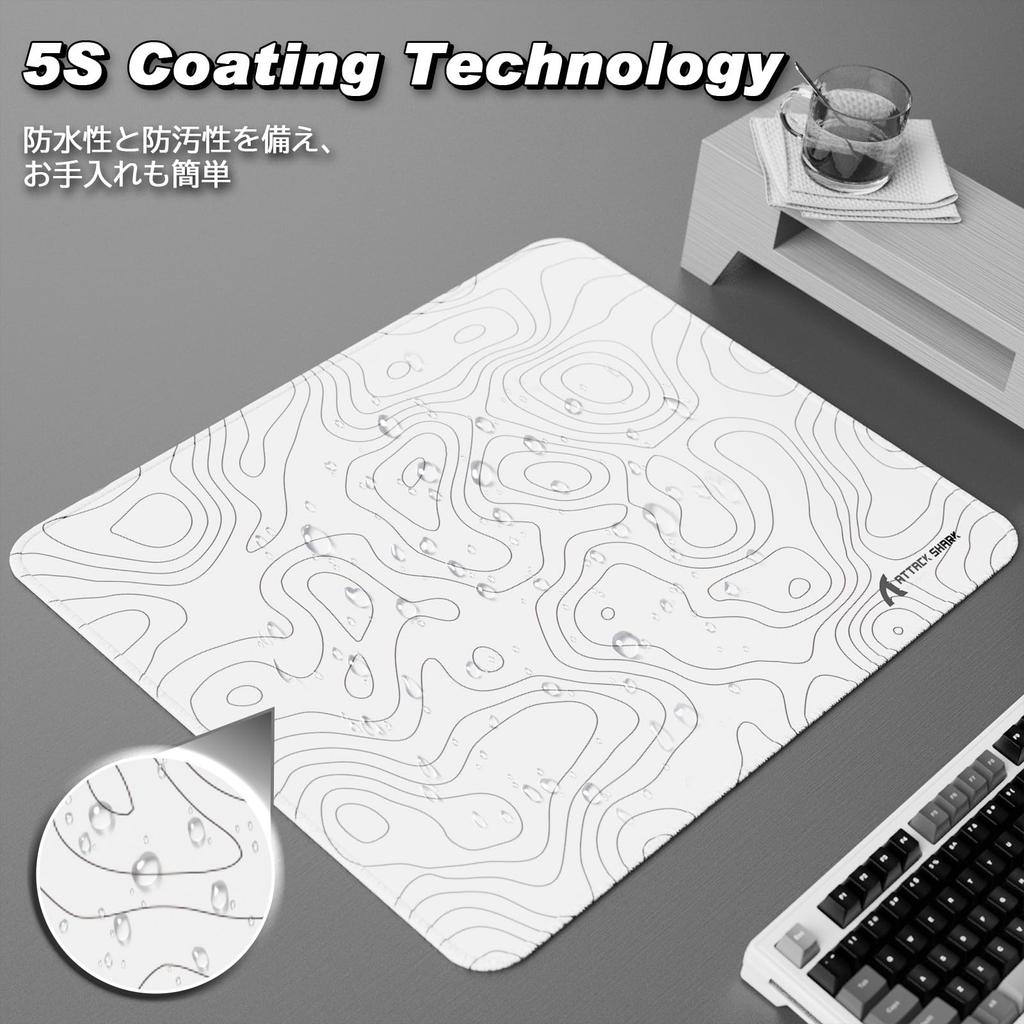 ATTACK SHARK CM02 Mouse Pad for Gaming Mouse 440 X 400 X 4mm Terrain Contour Laser Compatible with Optical Mouse Rubber Sole Thick High Precision