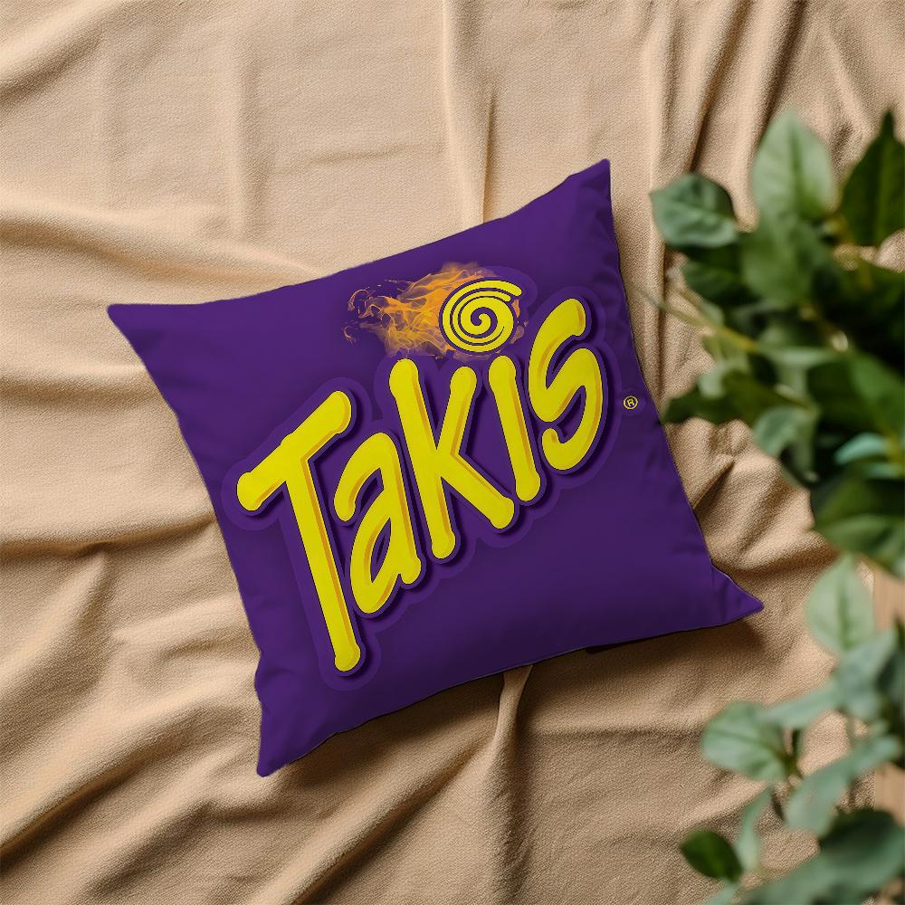 Chili-Muster T-Takis Chips Kissenbezug Quadratischer Sofakissenbezug Lässiger Hautfreundlicher Bequemer Kissenbezug