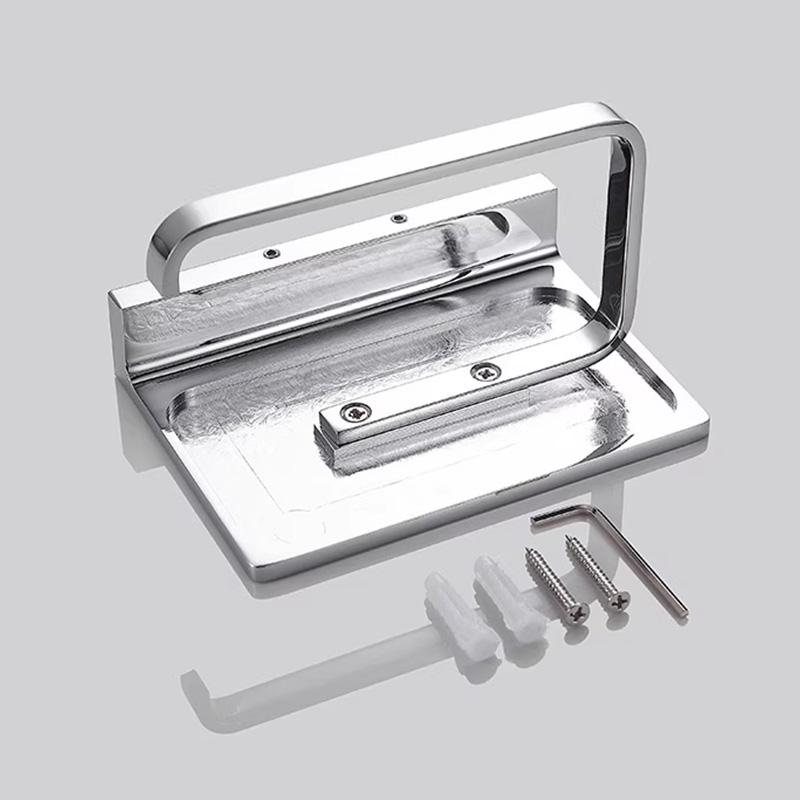 Chrome Toilet Paper Holder Multifunction Bathroom Storage Shelf Roll Paper Holder Gold EL95