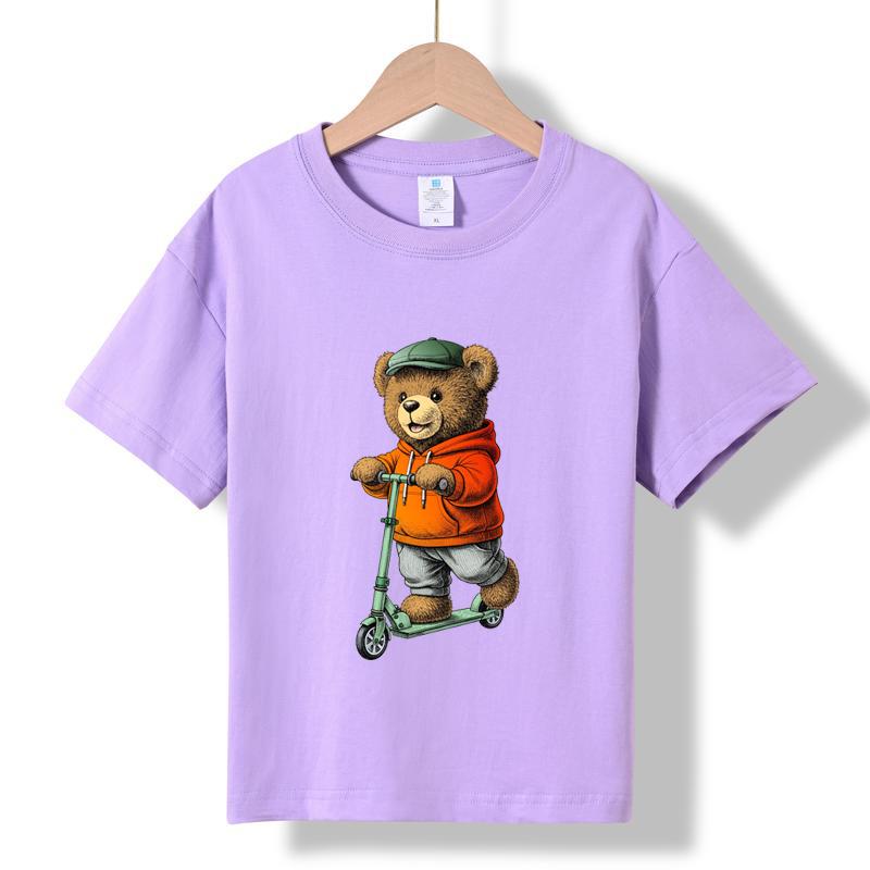 

XH16 MINISO 2026 Summer New Printed Cotton Round Neck T-shirt for Children Aged 1-16, Boys and Girls 150 фіолетовий