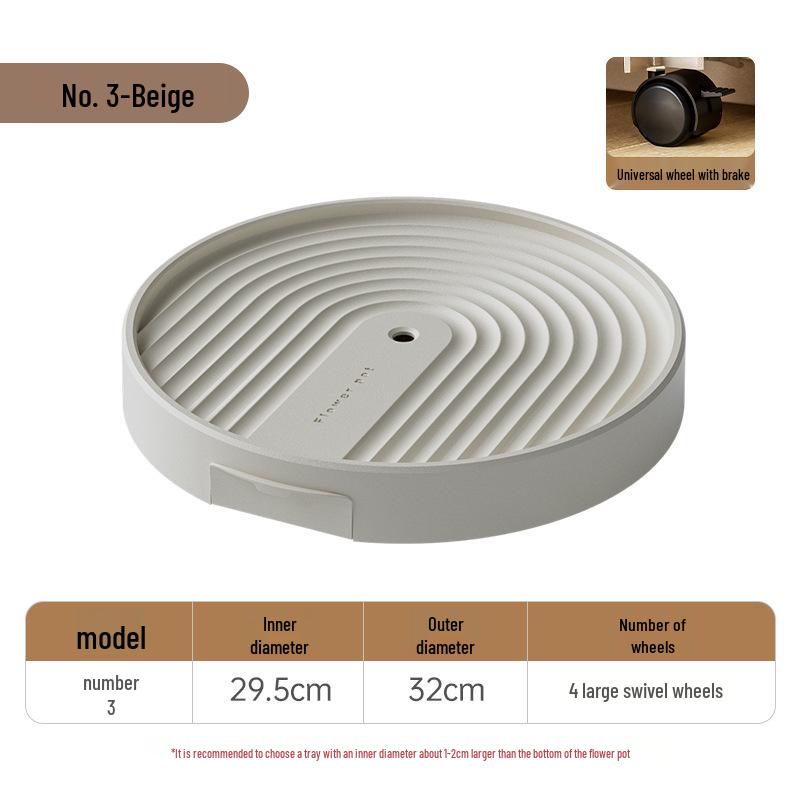 Large Movable Flower Pot Tray with Universal Wheels & Water Collection, Thick Plastic
