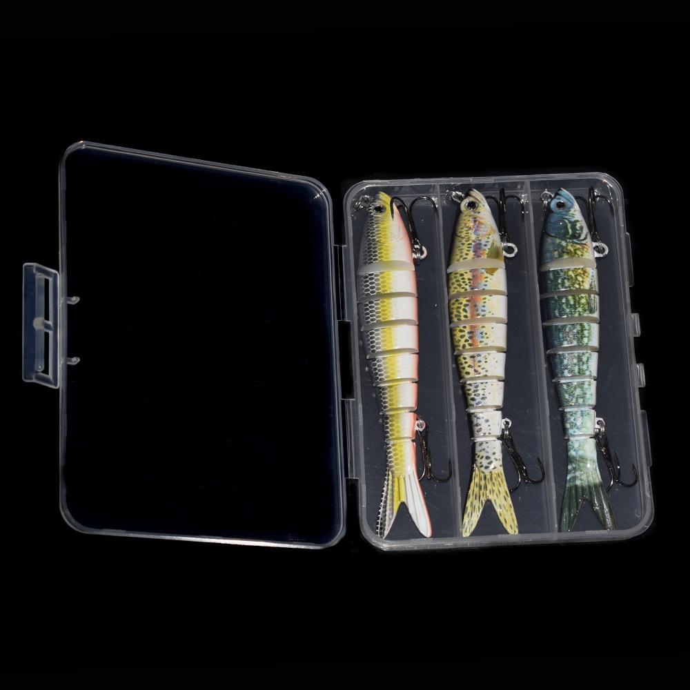 3 Sets Multi-Section Fish Artificial Hard Bait Crank Lure Loach Luya Simulation Bionic Beak Bait Hooks Stainless Steel Boxed