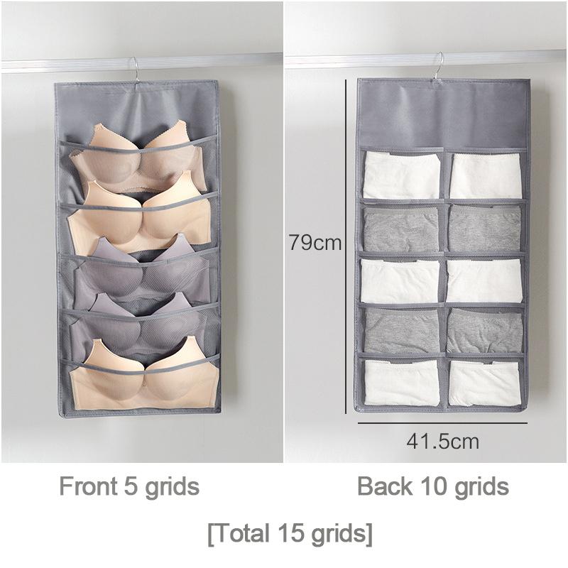 Non-Woven Double-Sided Underwear Storage Bag Wardrobe Hanging Bag Folding Clothing Organizer Transparent Socks Bra Storage Bags