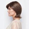 European and American Style Women’s Short Straight Wig Natural Look Side-Parted Fluffy Brown Wig with Bangs