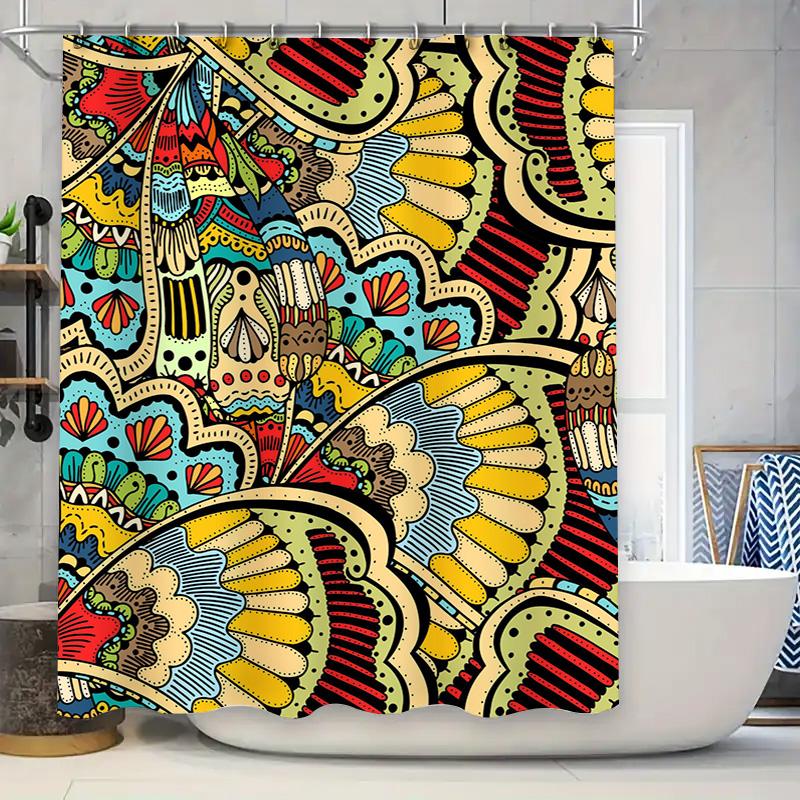 

Vibrant Patterned Shower Curtain Bathroom Decor W60H190(CM)-1 Pcs