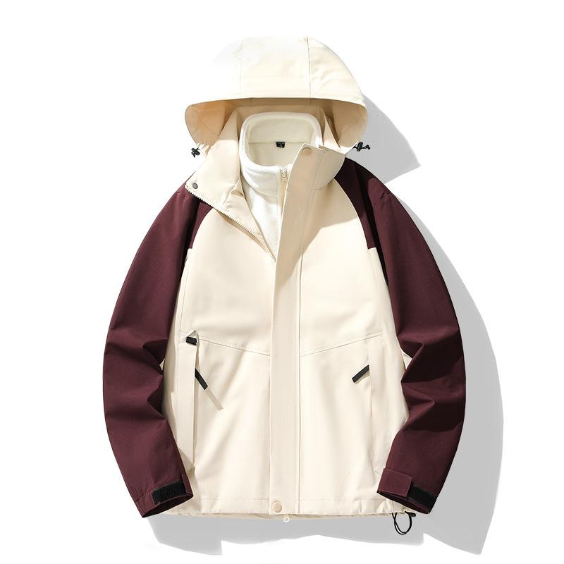 Vinterkvalitet Par Skaka Färgmatchning 3-i-1 Jacka Sport Utomhusjacka