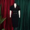 Women Plus Size Turn Down Collar Elegant Casual Two Piece Skirt Suit