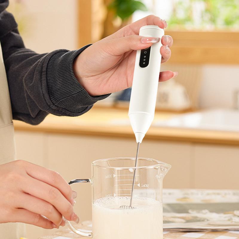 3-Speed Rechargeable Electric Milk Frother Double Whisk Handheld Coffee Foamer Drink Whisk for Lattes Matcha Hot Chocolate Egg