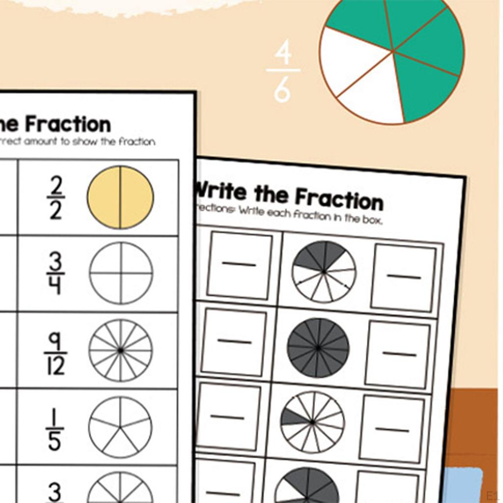 Children Math Fraction Practice Book Worksheets Educational Aids with 24 Exercises 28x20.5cm for