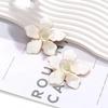 Exaggerate Oil Drop Flower Earrings for Women Luxury Design Stud Earrings Fashion Jewelry Accessories Party Wedding Gift