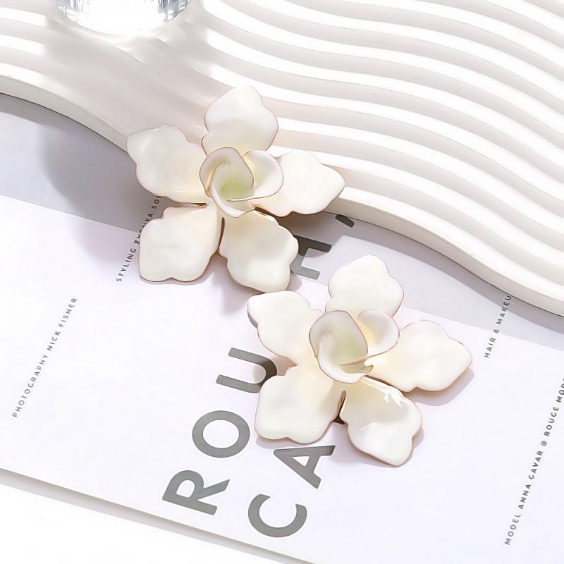 Exaggerate Oil Drop Flower Earrings for Women Luxury Design Stud Earrings Fashion Jewelry Accessories Party Wedding Gift